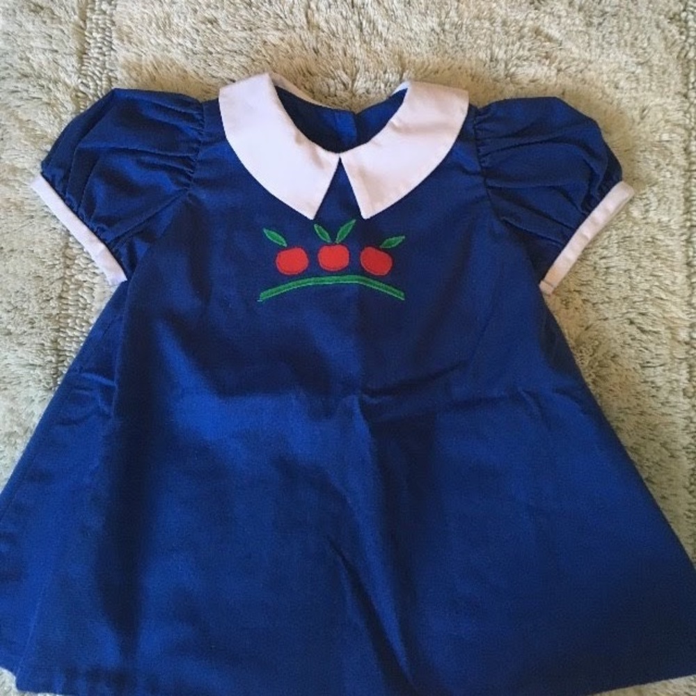 Navy blue girls apple school dress vintage